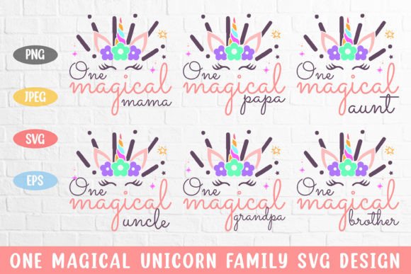 One Magical Unicorn Family SVG for Graphics & Crafts