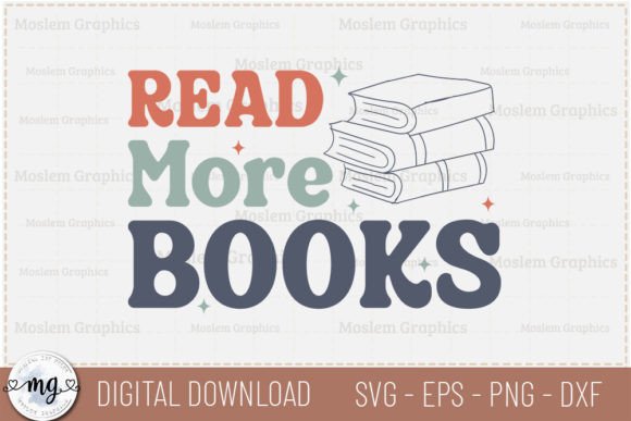 Read More Books - Retro Book Lover SVG for Graphics & Crafts