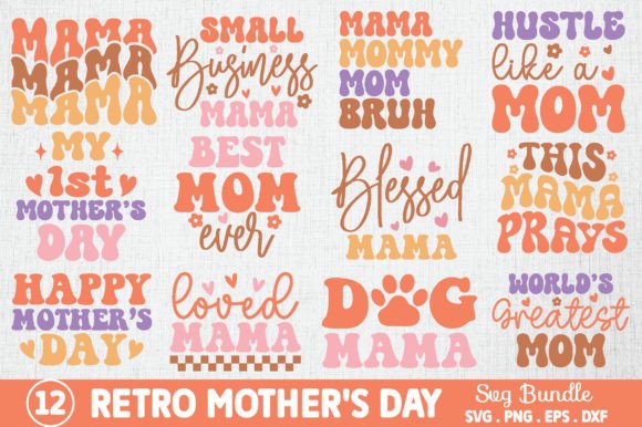 Retro Mother's Day SVG Bundle for Crafts and Graphics